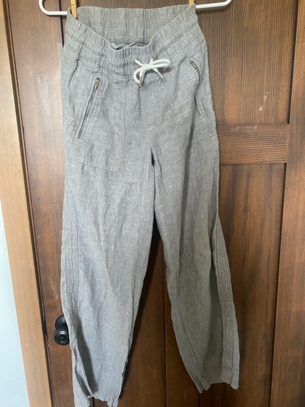 Athleta Cabo Linen Wide Leg Pants Oxford Gray